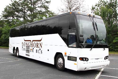 A 56-passenger charter bus