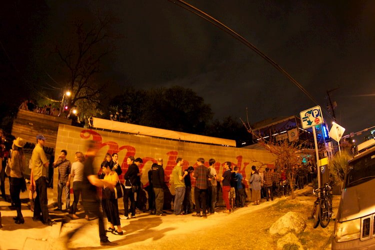 crowds line up outside of austin's 'mohawk' venue