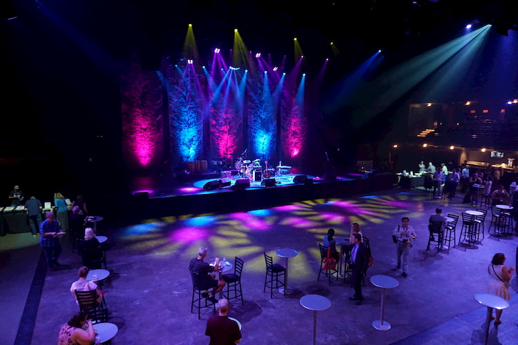 a stage is set up for the next act at ACL live at the moody theatre