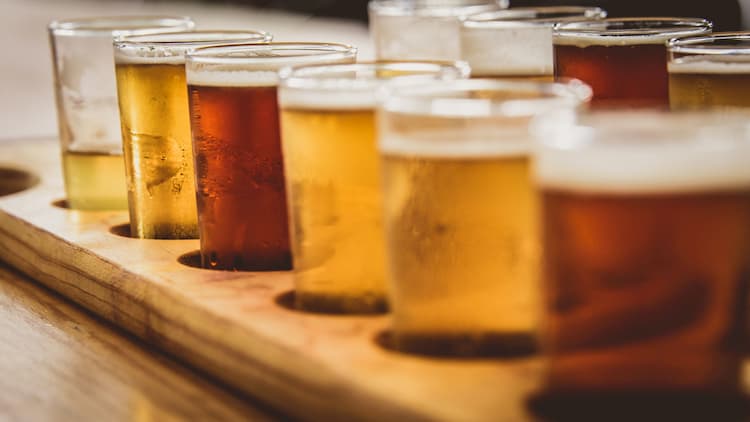 flight of beer on a table