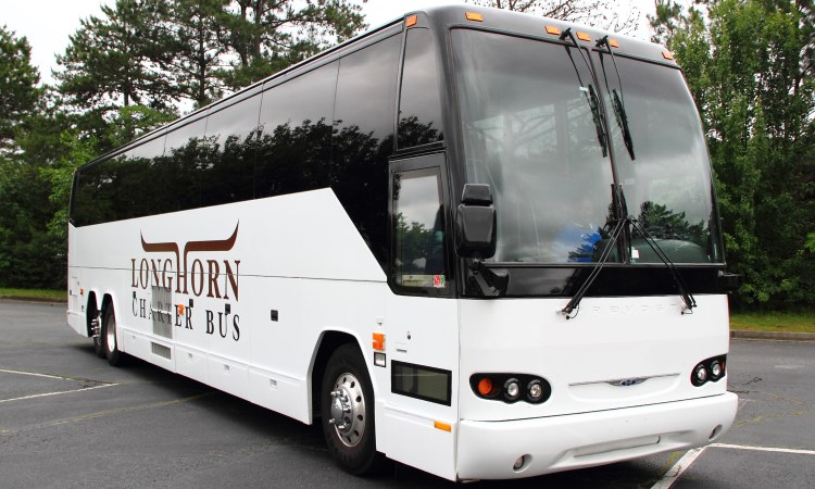 A 56-passenger charter bus