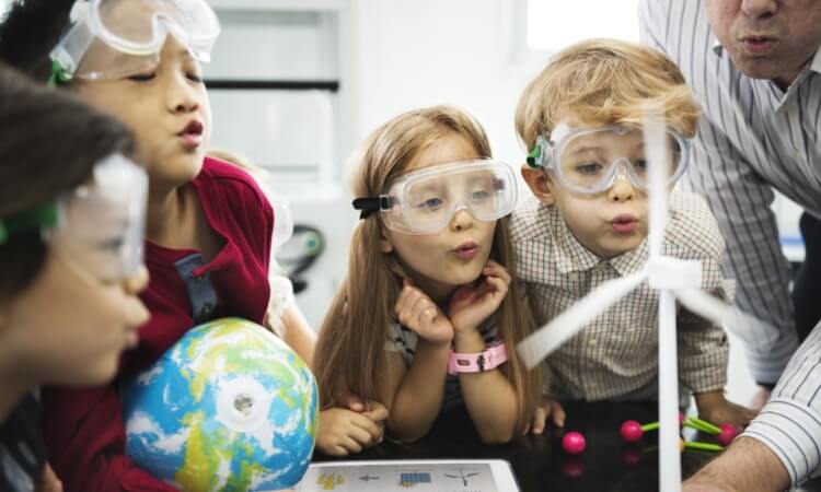 Children conducting a science experiment