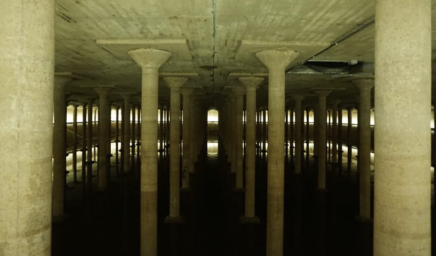 inside the buffalo bayou cistern in houston