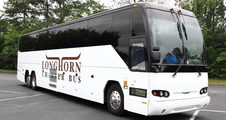 A 56-passenger charter bus